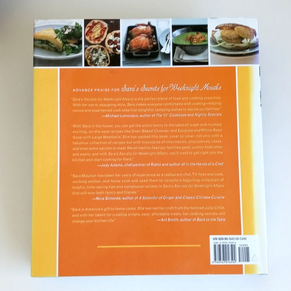 Sara's Secrets Hardback Cookbook for Weeknight Meals Sara Moulton Food Network